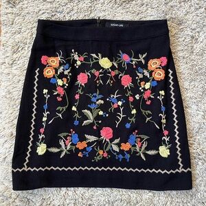 Sugar Lips black embroidered mini skirt NWT
